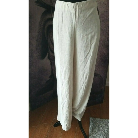 WORTHINGTON Women's High Rise Wide Leg Natural Color Linen Blend Pants sz 14 NWT - Picture 2 of 10